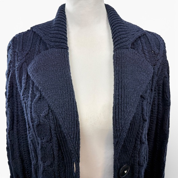 Anthropologie Anchors Away cable-knit cardigan Womens XS Navy Nautical Sweater - Picture 5 of 10